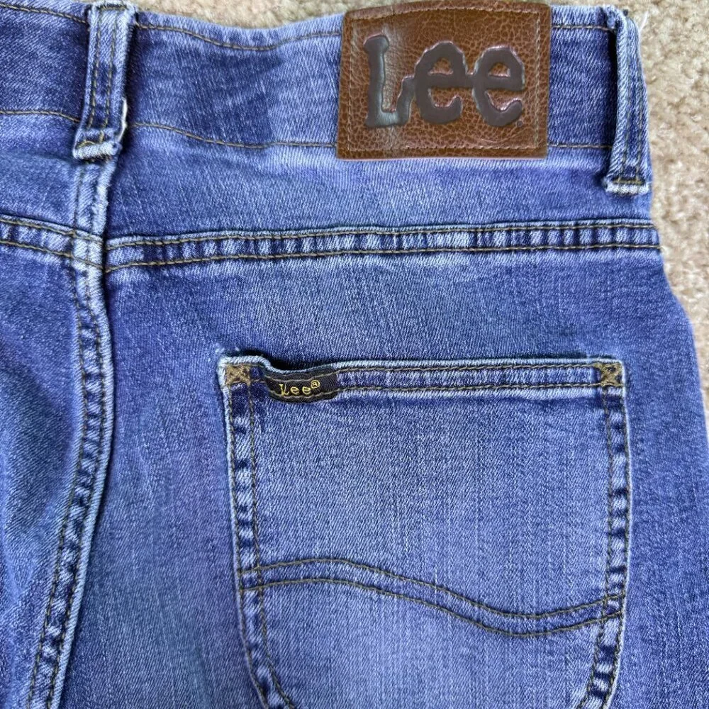 Lee Slim Straight Leg Mid-Rise Blue Denim Jeans Men's Size 28 x 27 Western E505
